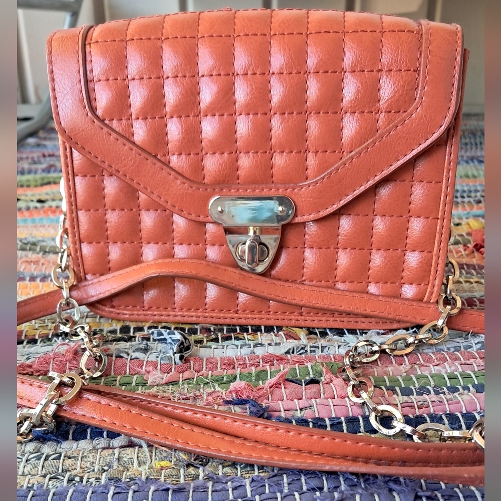 Quilted Orange Crossbody Bag